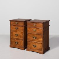Pair of Georgian-style. neat-sized chest of drawers/bedside lockers with cut brass handles