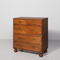 Victorian mahogany, brass bound, two-part military chest in excellent original condition
