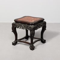 A Qing Dynasty Huang Hungali Marble-Topped Plant Stand
