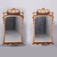 Pair of George II style Walnut and Gilded Mirrors