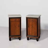 Pair of Original French Marble Top Bedside Cabinets
