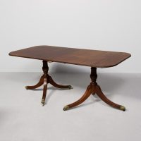Georgian-style pedestal dining table in quality Spanish mahogany with one removable leaf