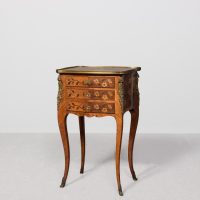 Kingwood, Amaranth, and Marquetry Petite Commode in the Louise XV Style