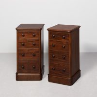 Pair of Mid-Victorian flame mahogany, neat-sized, chests/bedside lockers