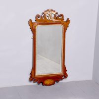 Chippendale-style gilded mahogany, eagle-mounted, beveled-edge wall mirror