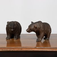 Pair of original finely carved wooden Black Forest bears