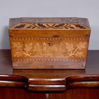Irish Wood and inlaid tea caddy