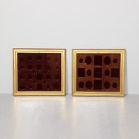 Pair of Wall-Mounted Gilded &amp; Glazed Display Frames