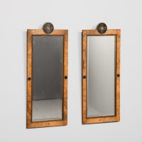 Pair of Aesthetic Movement Walnut and Parcel Gilt Mirrors