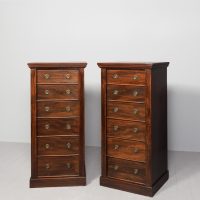 Rare Pair of Original Victorian Mahogany Wellington Chests