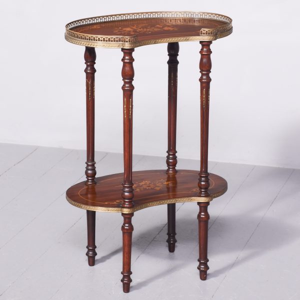 George III Style Mahogany &amp; Brass Kidney Shaped Occasional Table