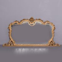 Outstanding large Rococo &#8211; style carved giltwood overmantel mirror