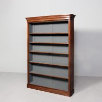 Victorian tall mahogany open bookcase with 5 long adjustable shelves