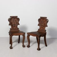 Profusely Carved Victorian Oak Hall Chairs