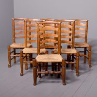 Set of Six Ash Ladder Back Dining Chairs