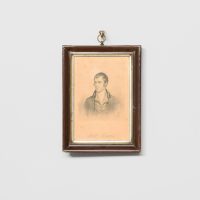 Framed etching with picture and signature of Robert Burns