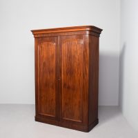 Mid Victorian two-door mahogany wardrobe in flame mahogany, traditionally hand restored
