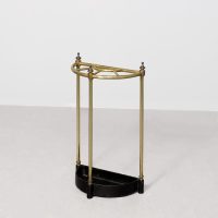 Stylish Victorian brass and cast-iron demi-lune stick stand in perfect condition