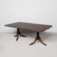 Regency Style Twin Pillar Dining Table Plus 1 Extra Leaf