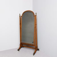Large Georgian Style Inlaid Cheval Mirror