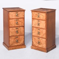 Pair of Figured Walnut Neat-Sized Victorian Chests of Drawers