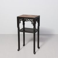 Qing period Hongmu and marble two tier Chinese side table