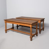 Pair of late Victorian handmade oak refectory/side tables, traditionally restored &amp; in excellent condition.
