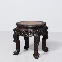 Quality Qing period Hongmu and marble low plantstand