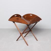 Victorian, mahogany brass-mounted military-style, folding-side, butler’s tray and stand