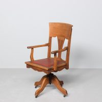 American Solid Oak Revolving Reclining Desk Chair