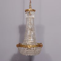 Empire Style Brass &amp; Glass Chandelier