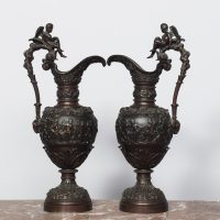 Pair of French Bronze Ewers/Jugs