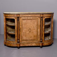 Large Shaped Victorian Walnut Credenza
