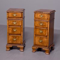 Pair of early Georgian-style crossbanded walnut lockers