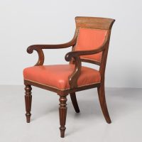 Set of 9 hide-covered mahogany late Georgian chairs including a carver.