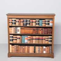 Late Victorian inlaid mahogany three-shelf open bookcase
