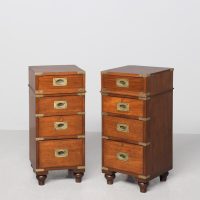 Pair of Mid Victorian brass-bound mahogany military/campaign lockers