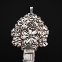 Sterling Silver Four Leaf Clover Good Luck Whistle and Pendant