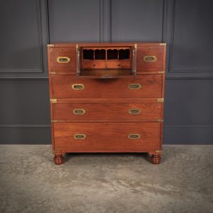 Genuine-Victorian-Teak-Military-Secretaire-Chest-4
