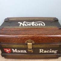 Isle of Man motor bike and automobilia enthusiast vintage metal trunk