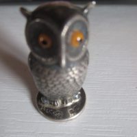SAMPSON MORDAN  OWL SILVER SEAL WELL MARKED 3 CM  [FREE POST]