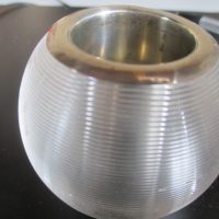 match striker glass ball silver rim and inside 1892 London  5cm by 6 cm