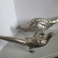 Pair Solid Silver Pheasants 22cm and 14 cm long