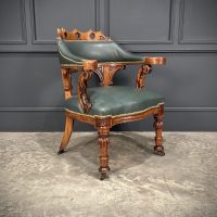 Victorian Walnut &amp; Leather Desk Chair