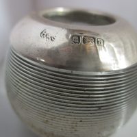 SILVER RIM GLASS MATCH STRIKER BALL 1930S BIRMINGHAM  4CM BY  5 CM