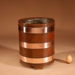 Art Deco Interesting Oak And Copper Jardiniere/Planter/Wine Cooler.