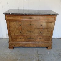 Antique French Marble Top &amp; Burr Walnut Chest Of Drawers