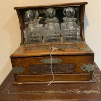 Tantalus three decanter’s &amp; Games in oak case