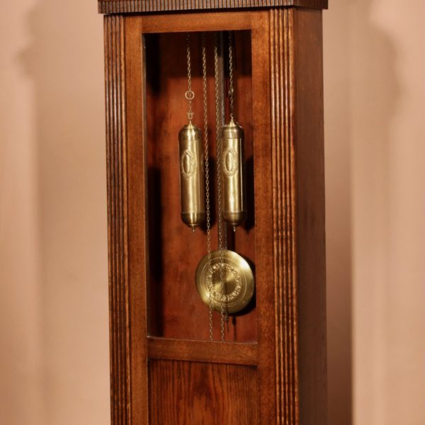 Art Nouveau / Art Deco German Oak Longcase Clock Black Forest Circa 1925