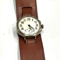 GERMAN 1WW SOLDIERS HEXAGONAL SILVER WRISTWATCH